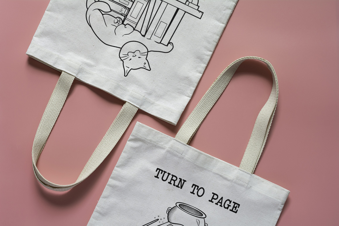 White tote bag canvas fabric. Cloth shopping sack mockup with copy space.