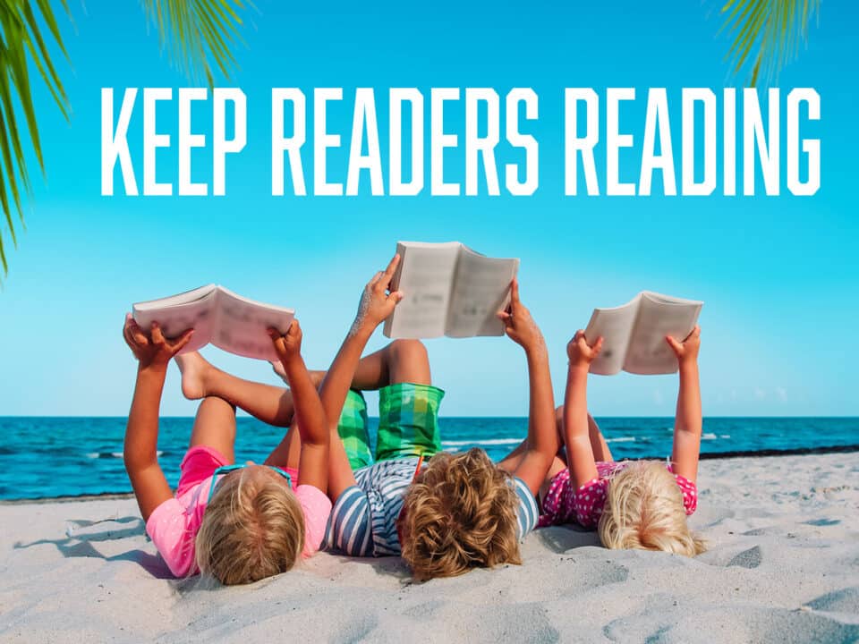 kids -boy and girls- read books on beach, family vacation